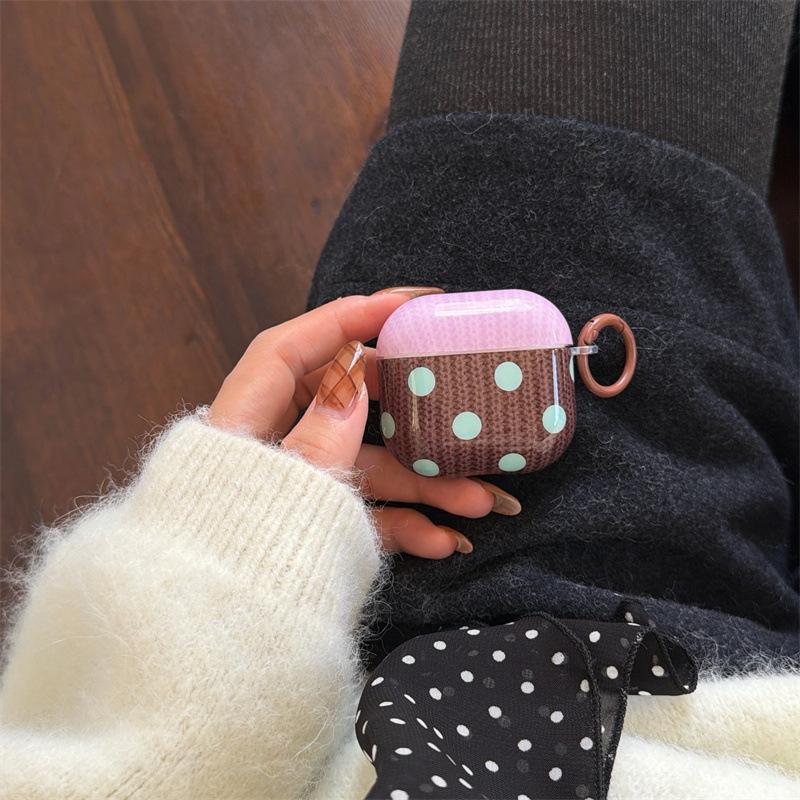 Brown bottom blue wave dot AirPods 1 generation earphone case for AirpodsPro 1st generation Bluetooth earphone case