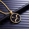 Punk Zodiac Constellation Pendant Gold Color Stainless Steel Round Necklaces for Men Women Fashion Party Jewelry Birthday Gift