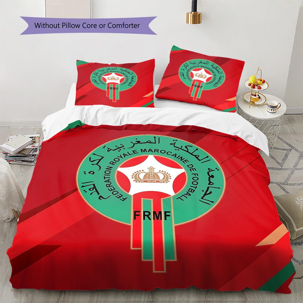 Marokański Wzór Piłkarski Pościel Kołdra Zestaw Dekoracja Domu Prezent (1 * poszwa na kołdrę + 2 * poszewki na poduszki bez rdzenia)