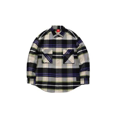 Li Ning Badfive Polo Loose Long Sleeve Shirt Men Shirts Black Plaid ASHQ029-1