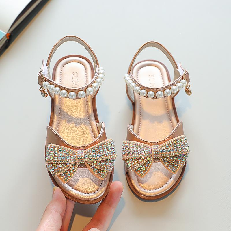 

Милые босоножки с открытым носком для девочек, летние новые детские туфли принцессы, прозрачная мягкая подошва для маленьких девочек, детские туфли среднего размера 30 золотой