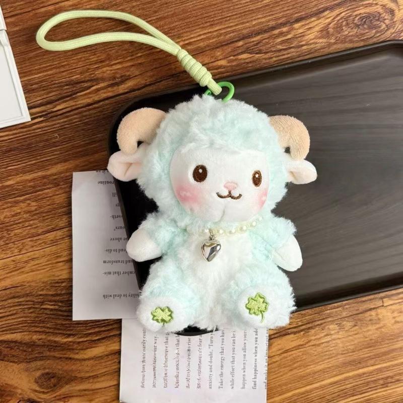 Little Sheep Stuffed Plush Keychain Soft PP Cotton Animal Doll Key Ring Cute Bag Pendant for Children Festival Gift