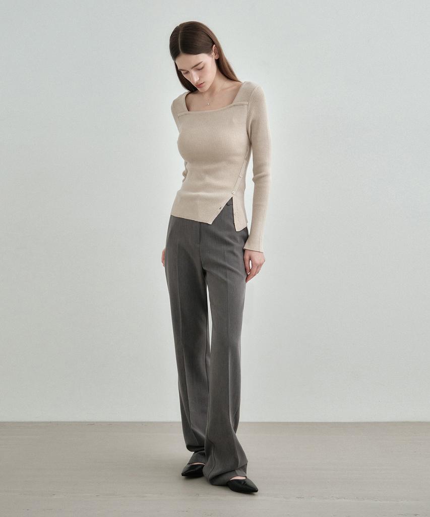 MONGDOL Semi-Bootcut Slacks Charcoal Mdpt021Charcoal