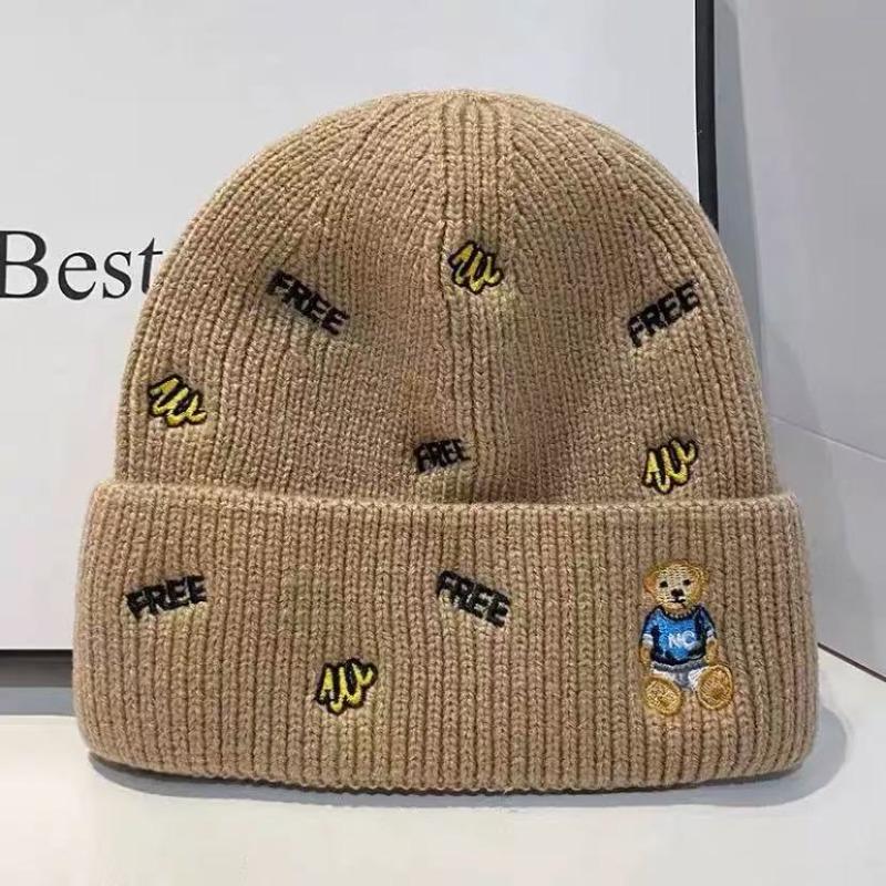 Wool hat cartoon autumn and winter versatile embroidery letter cold hat male cute melon rind parent-child pullover knitted hat