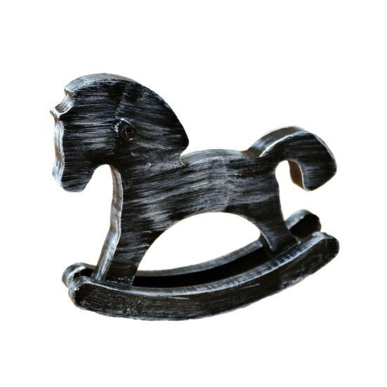 Hand-painted Wood Rocking Horse Figurine Vintage Miniature Rocking Horse Statue Home Office Living Room Desktop Decoration Ornament