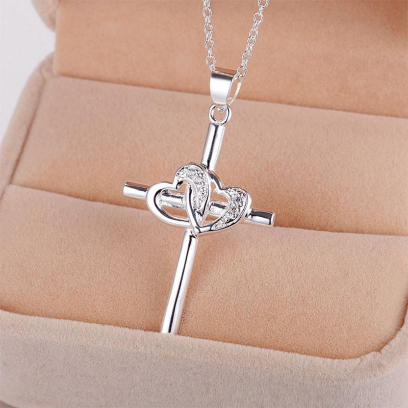 Absolute Jewellery Diamante Heart & Cross Necklace HCP200