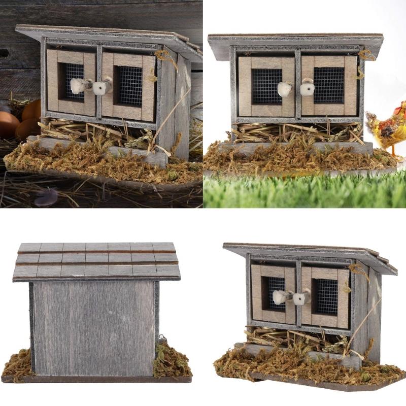 Realistic Wood Chicken Nest Doll House Furniture Miniature Farmhouse Backyard Scene Landscape Ornament For Craft Project