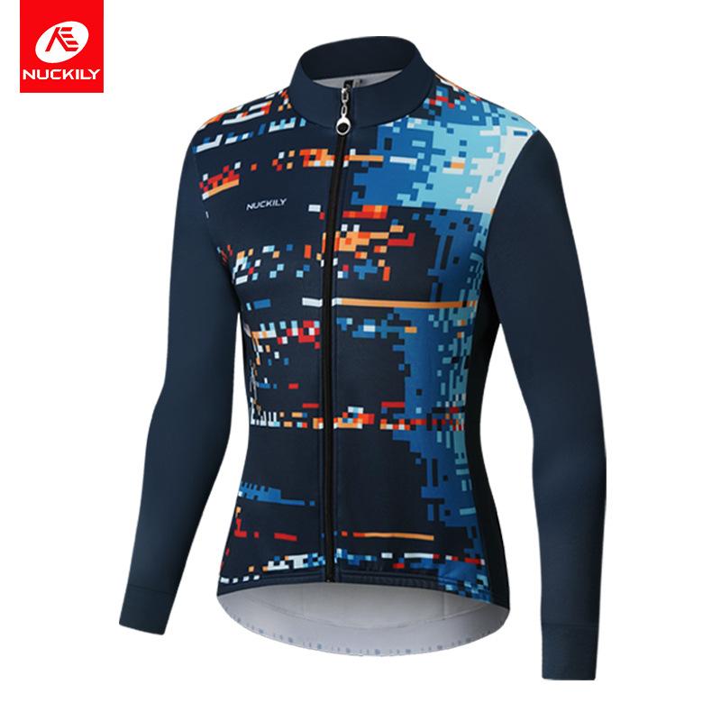 Autumn and winter fleece warm cycling clothes men s autumn and winter fleece long-sleeved top jacket mountain road cycling pants S