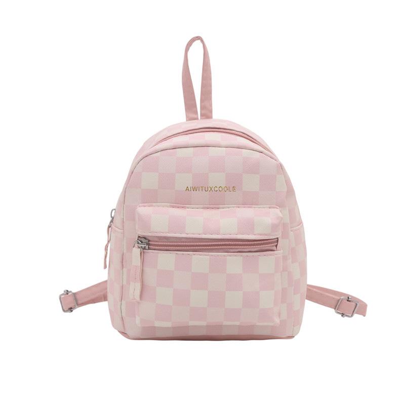 Schoolbag1011 New Casual Schoolbag To Work Commuter Backpack Large Capacity Plaid Letter Backpack Women's High Sense Niche