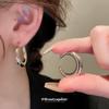 Silver Needle C-Shaped Metal Hoop Earrings - European & American Heavy Industrial Design, Fashionable, Versatile High-End Women's Studs.