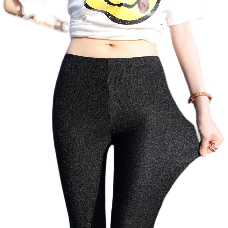 New Autumn/Winter Elastic Glossy Nylon Slim Fit 7/9-Point Flat Foot and Pedal Leggings