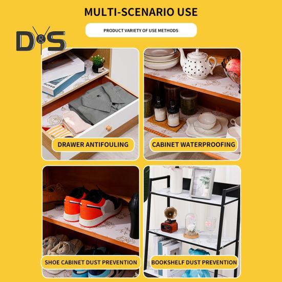 Waterproof Shelf Liners for Kitchen Cabinet Drawer Non-Adhesive Non-Slip Kitchen Shelf Liners Shelf Paper Double Protection Design Cupboard Mat