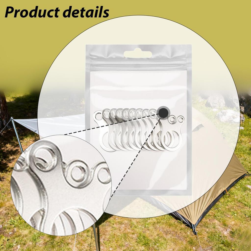 10Pc guyline Tensioners Tent Rope Tightener Hiking Wind Buckle Cord Adjusters for Utility RopeS