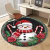 1pc Cute Snowman Christmas Round Rug - Non-slip, Fade-resistant Polyester Floor Mat for Living Room, Bedroom