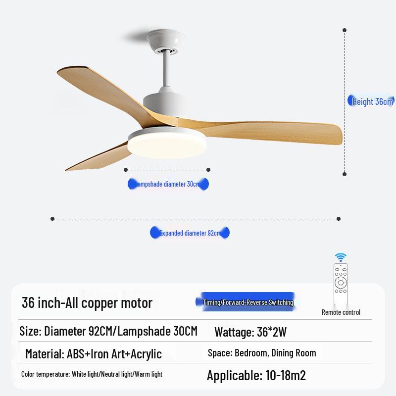 Nordic Industrial-Style Silent Ceiling Fan Chandelier for Home or Commercial Use