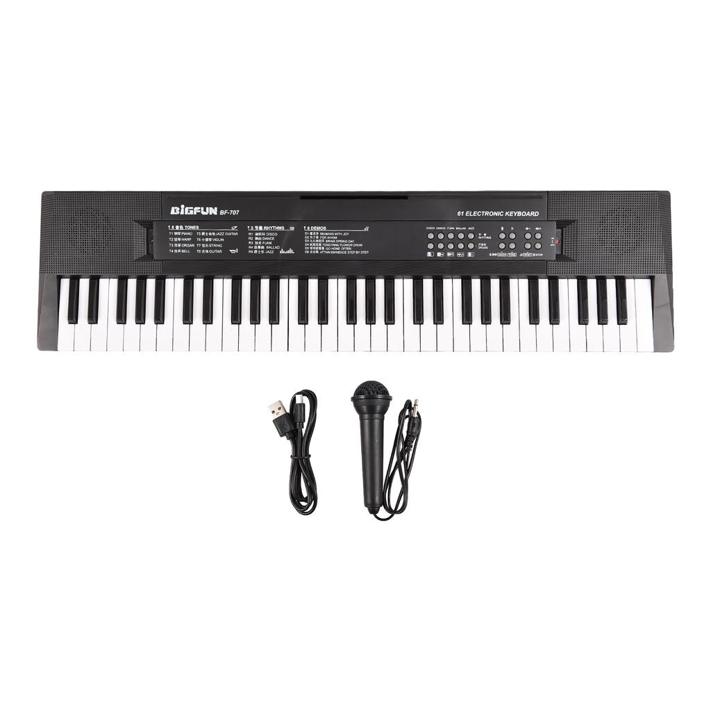 BIGFUN 61 Key Electronic Keyboard Piano Dual Speakers 8 Tones 5 Rhythms 5 Drums Percussions 6 Demos