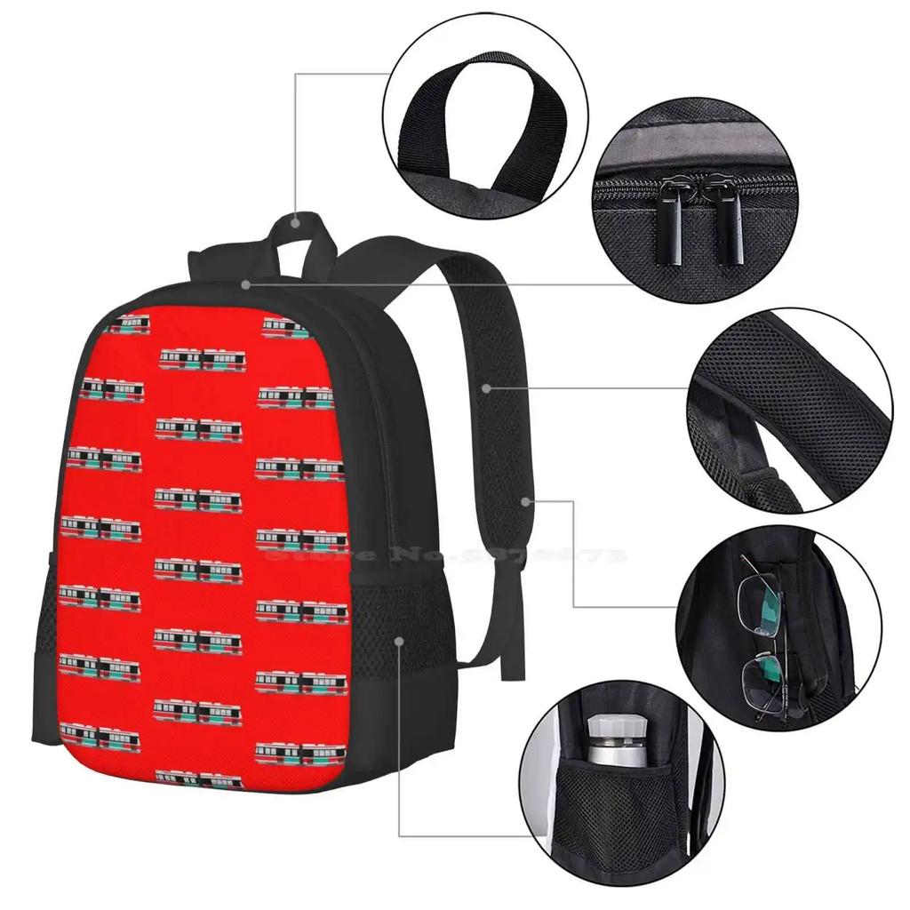 Toronto Ttc ( Alrv ) Streetcar Pattern Design Laptop Travel School Bags Ttc Streetcar Public Transit Travel Ride The Rocket