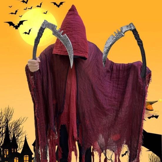 Halloween Płaszcz z kapturem dla dorosłych Średniowieczny Czarownica Czarodziej Peleryna Unisex Kostium Ducha Krzyk na Imprezę Kostiumową Cosplay