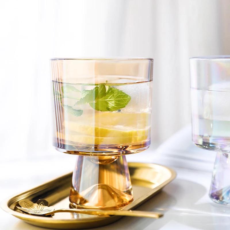 Creative High Footed Glass Cups Exquisite Ice Cream Yogurt Glass Cup Household Breakfast Oat Milk Cup