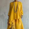 VAYLA Boho Women's Spring Summer New Two-piece Set Suit Vintage Printed Irregular O Neck Versatile Casual Loose 2-piece Set for Women