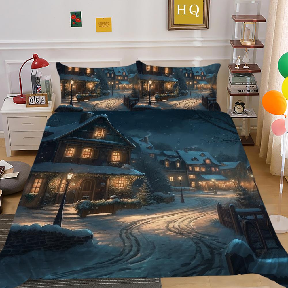 

Домашнее постельное белье с рождественским принтом, королевский размер, полиэстеровая постельная одежда, детские милые покрывала высокого качества высокого качества EU Single 135x200cm