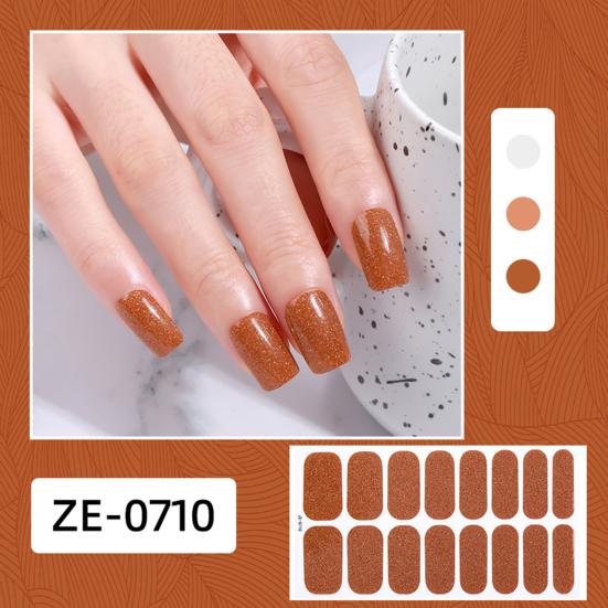 Glitter Nail Polish Strips with File Easy Apply Remove Self Adhesive Women Full Nail Sticker Home Manicure DIY Nail Art Decoration Wrap