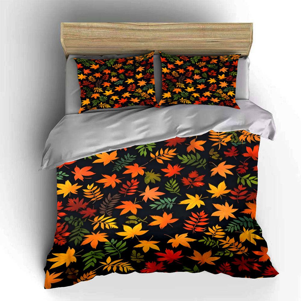Autumn Leaves Pattern Home Set Multiple Sizes Kid'S And Adults' Bedroom Exquisite 3Pc Bedding Set, Gift