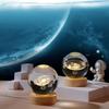 Faux Crystal Ball Night Light with Wooden Base 3D Engraved Solar System Planet Clear Globe Sphere Bedside LED Lamp Desktop Decoration Birthday Gift