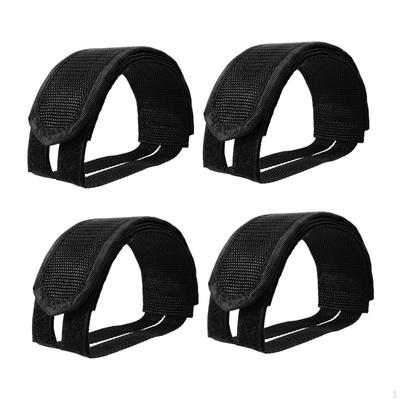 2 Pairs Bike Pedal Straps Cycling Accessories Anti Slip for Kids Adults Black Nylon Band Bicycle