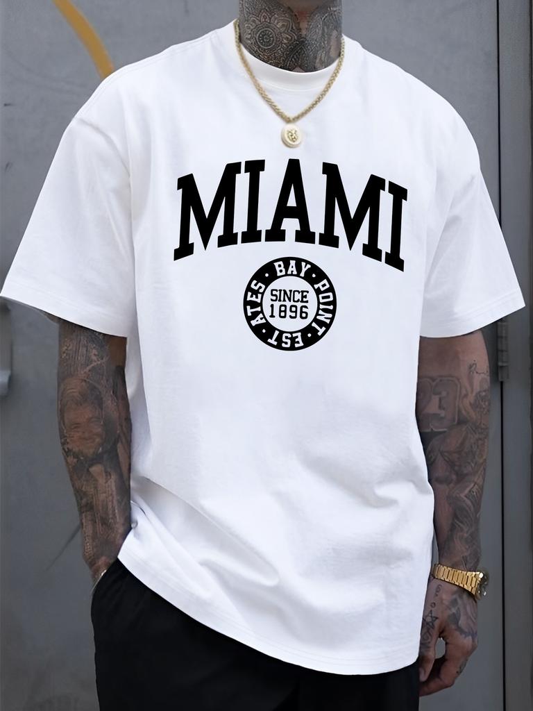 Men'S Miami Letter Print Casual T-Shirt