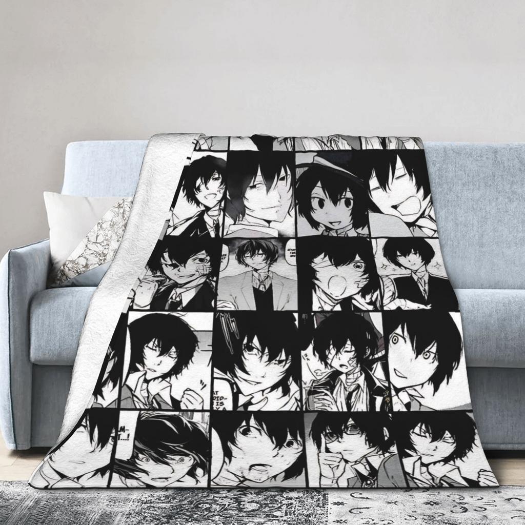 Dazai Bungo Stray Dogs Blankets Super Soft Funny Plush Throw Blanket For Kids Adult Couch Bed Flannel Bedspread Bed Cover