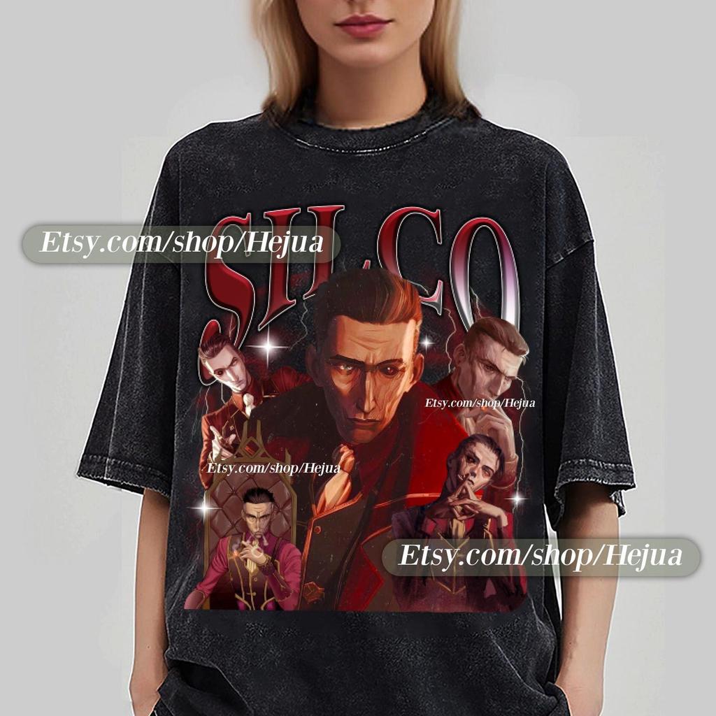 Koszulka Silco Arcane Unisex Vintage Streetwear Koszulka Anime Odzież fanmerch lol Towar Prezent dla fana
