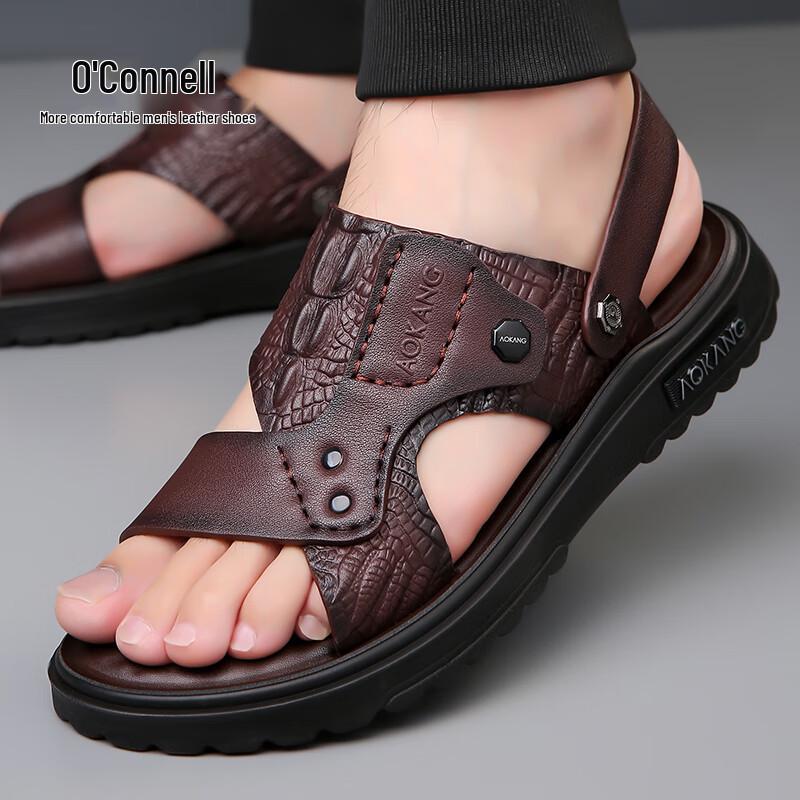 Aokang Men s Leather Beach Sandals 44