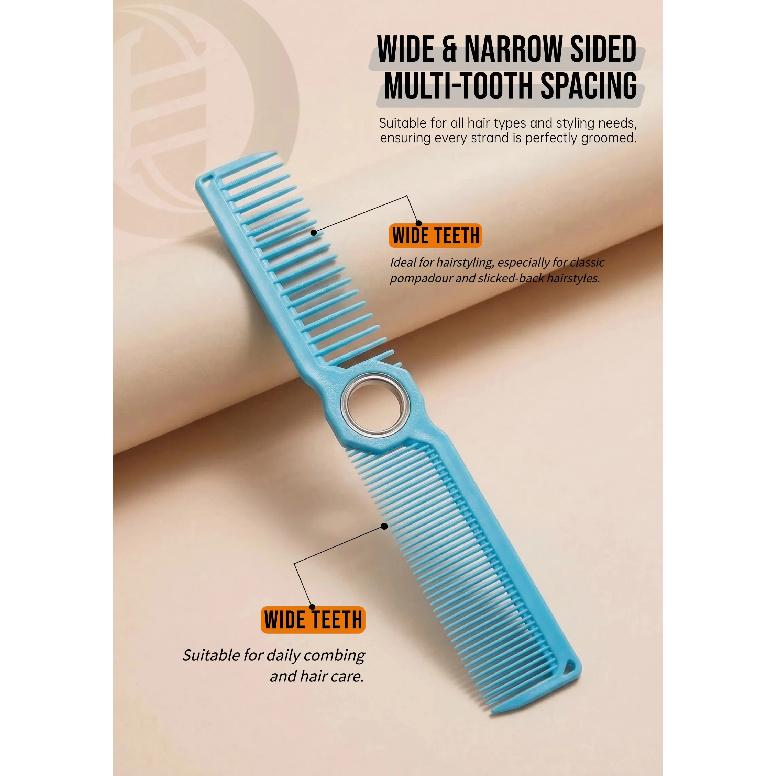 3Pcs Professional Barber Comb Set with Rotating Ball Bearing - Wide & Fine Tooth Cutting Comb Taper Comb Kit for Salon & Home