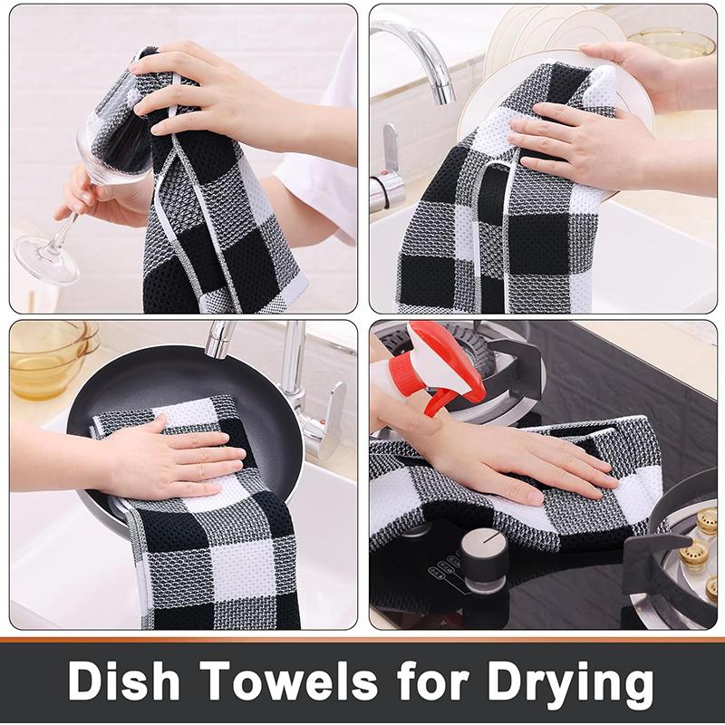 Homaxy 100% Cotton Waffle Weave Kitchen Towels Super Absorbent and Machine Clean Tool Washable Dish Towels for Drying Dishes