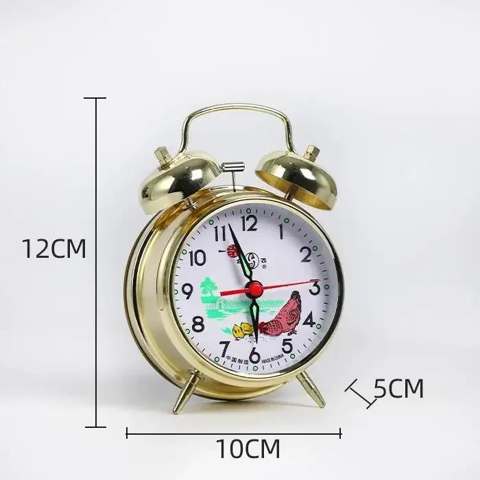 Wecker Vintage Mechanisch Manuell Tischuhr Tischplatte Schlafzimmer Dekoration Uhr Metall Nachttischuhr Huhn pickt Reis