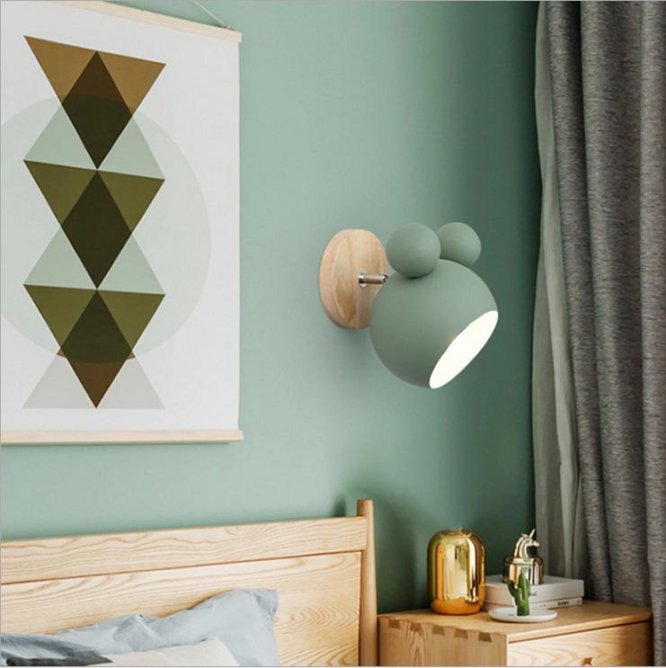 Nordic Mickey Wall Lamp: Cute Macaron Design for Children's Bedroom or Bedside, Ancient Town Lighting Style