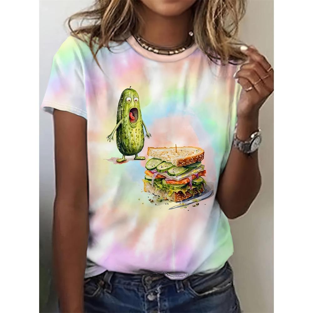 Women's Plant Fruit 3D Printed Women's T-shirt 3D Casual Fashion Short Sleeve Simple Flower Women's T-shirt