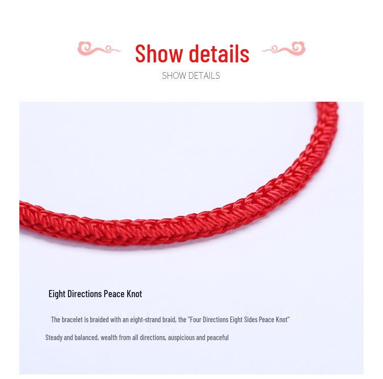 Dragon Knot 3.5mm Red Rope Bracelet, Hand-Woven for Benming Year, Wearable with Gold and Silver Jewelry.