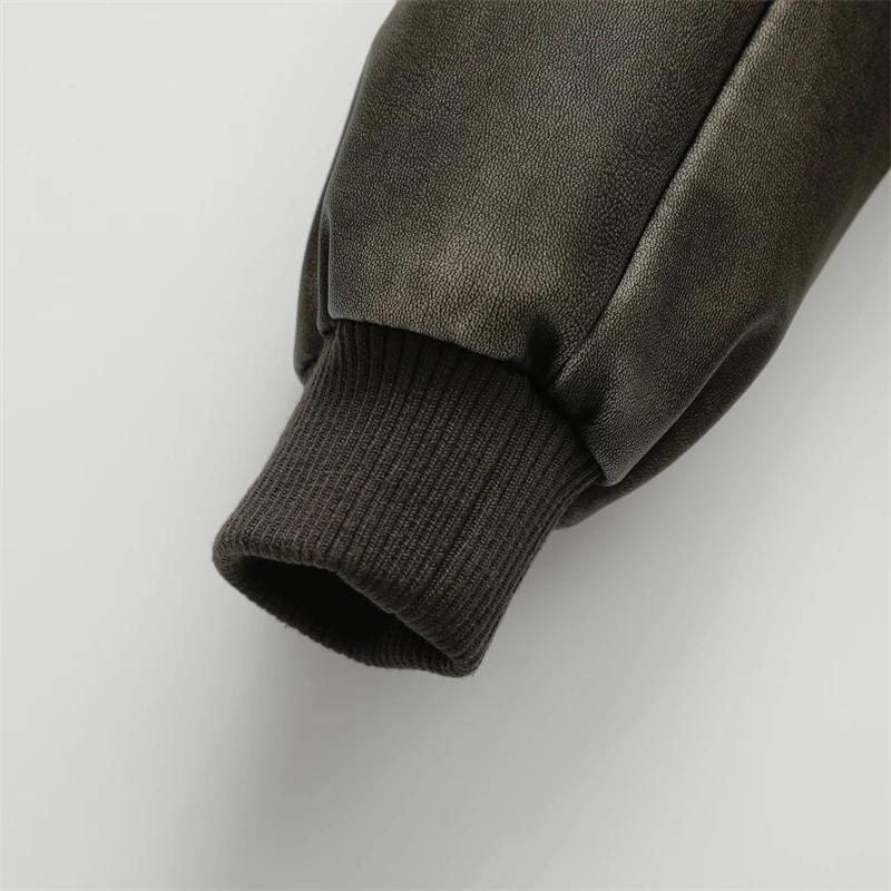 Women's Coat Vintage Imitation Leather Autumn Slim Coat Style Commuter Fashion Coat