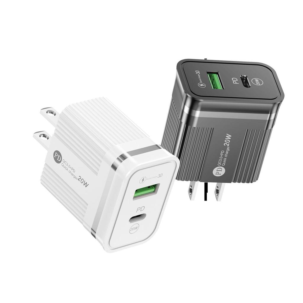 PD+USB Dual Port Fast Charger: US/EU Type-C Adapter