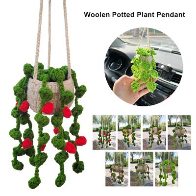 Knitted Plant Car Mirror Hanger Exquisite Details Premium Materials Stylish Hanging Plant For Car No. 9