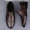 New Versatile Men's Leather Shoes Soft Sole Business Casual Doudou Shoes Work Security Dad Shoes