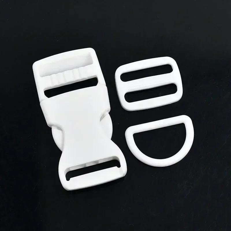 Meetee 2-10Sets Quick Release Buckle Webbing Adjust Clasp Set 15/20/25mm Plastic D Ring Hook for Backpack Safety Chair Accessory