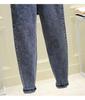 Women's High Waist Smoky Gray Ripped Jeans - Korean Style Slim Straight Harem Pants