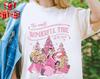 Retro Disney Princess Characters Pink Christmas TShirt Oversized Pure Cotton Short Sleeve Unisex Oversized Loose Casual