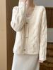 100% Pure Wool V-neck Women's Loose Fit Knit Cardigan - Autumn/Winter Versatile Layer