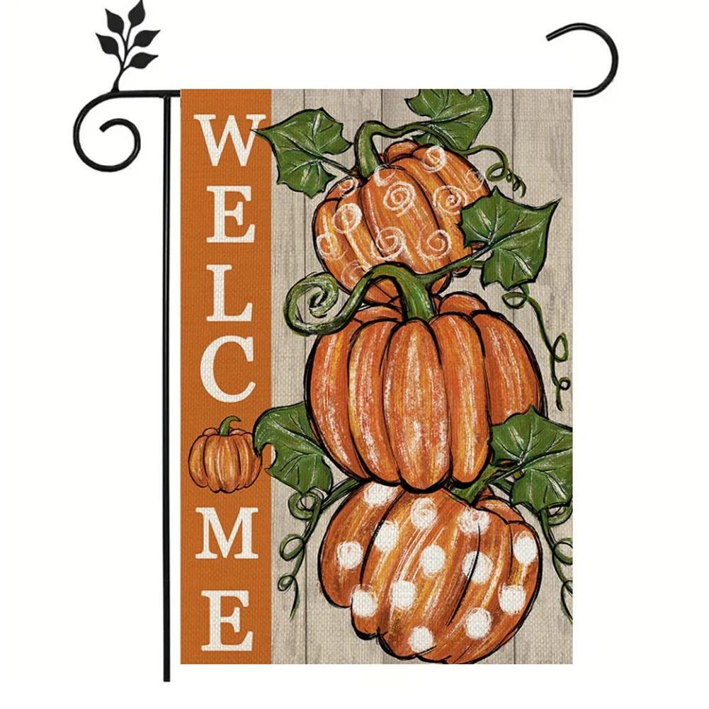 Halloween Garden Flag Double Sided Cute Ghost Pumpkin Decor Autumn Vertical Banner Burlap for Outdoor Garden Decoration 30x45cm