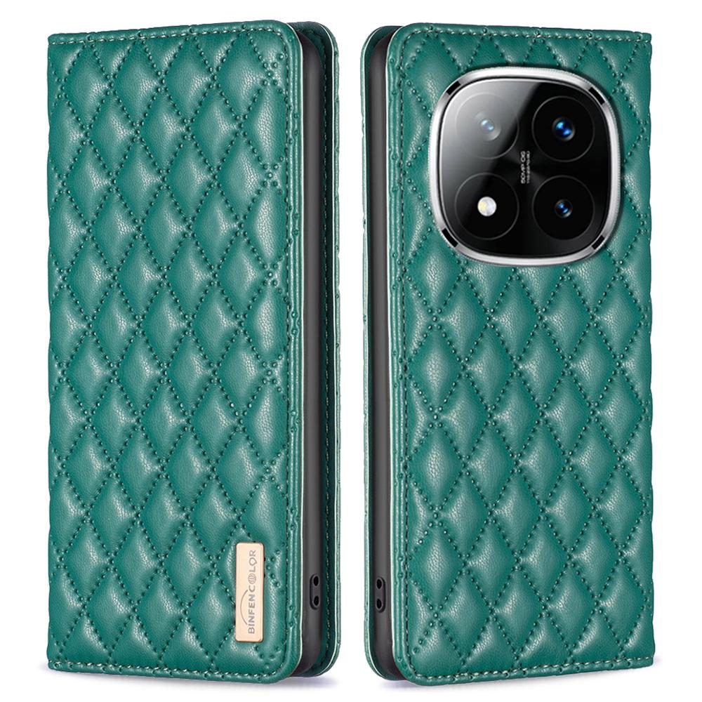 

BINFEN COLOR BF Style-16 For Xiaomi Redmi Note 14 Pro+ 5G/Note 14 Pro 5G/Poco X7 5G Case Card Slots Rhombus Leather Cover C