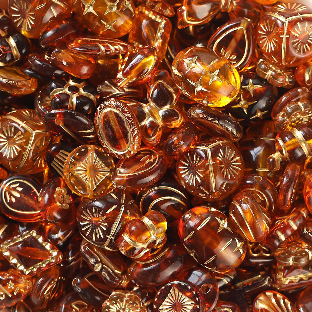 Acrylic Retro Gilded Czech Glass Beads for DIY Jewelry Making